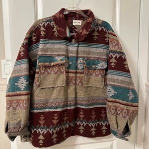 Red Turquoise Aztec-Printed Jacket